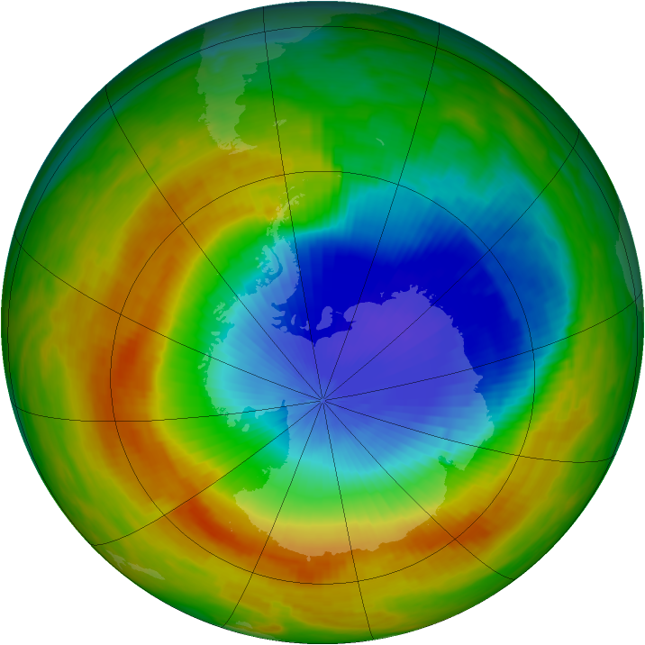 Antarctic ozone map for 04 November 1991
